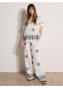 Klassische Bluse Apricot "Bluse", Damen, Gr. L (40), wei&szlig;, gewebt, Obermaterial: 87% Viskose CV. 13% Polyamid PA., gemustert, V-Ausschnitt, Blusen Klassische Bluse, mit Stickerei