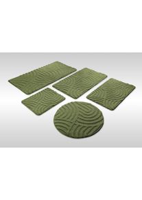 Badematte Wecon Home "Fiete", reseda gr&uuml;n, H:25mm, Oberfl&auml;che: 100% Polyester, Badematten, Badematte, Badteppich, Hoch-Tief-Effekt, weich, rutschhemmend, waschbar, getuftet