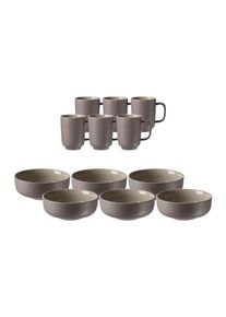 Ritzenhoff & Breker Geschirr-Set RITZENHOFF & BREKER "Brunchset Jasper 12er Set", grau (taupe), 12, Keramik, Geschirr-Sets, Geschirr-Set, Sp&uuml;lmaschinengeeignet