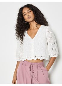 Klassische Bluse Apricot "Bluse", Damen, Gr. XS (34), wei&szlig;, gewebt, Obermaterial: 100% Baumwolle CO., V-Ausschnitt, Elastisch, Blusen Klassische Bluse, Stickerei