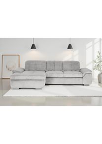 Ecksofa DIE PLANBAR "MP-IN16037 L-Form mit Federkern-Polsterung", cord grau, B:289cm H:85cm T:195cm, 88% Polyester, 12% Polyamid, Sofas, Ecksofa, mit Sitztiefenverstellung & Zierkissen