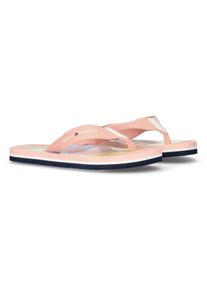 Zehentrenner Tommy Hilfiger, M&auml;dchen, Gr. 32, rosa (rosa multi), Polyester, Schuhe Zehentrenner, Pool Slides, Pantolette, Sandale mit Textilbandage