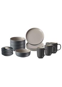 Ritzenhoff & Breker Geschirr-Set RITZENHOFF & BREKER "Fr&uuml;hst&uuml;cksset Jasper 16er Set", grau, 16, Keramik, Geschirr-Sets, Geschirr-Set, Sp&uuml;lmaschinengeeignet