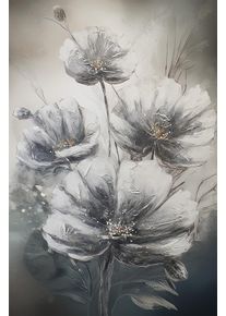 Bild B&Ouml;NNINGHOFF "BLUMEN 78x118 cm &ndash; Leinwandbild Keilrahmen Deko modern", farbe bild(er): grau, wei&szlig;, gold, B:78cm H:118cm T:1,8cm, Canvas, MDF, Bilder, Bild
