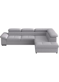 Sit & More Ecksofa SIT & MORE "Viola", silber, B:249cm H:73cm T:226cm, 100% Polyester, Sofas, Ecksofa, optional Bettfunktion