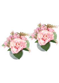 Kunstblume I.GE.A. "Arrangement Rose und Hortensie im Topf 2er Set", rosa, B:19cm H:20cm T:19cm, Kunstpflanzen, Kunstblume, Blumengesteck k&uuml;nstlich Dekoblume Hochzeitsdeko Kunstpflanze Blume