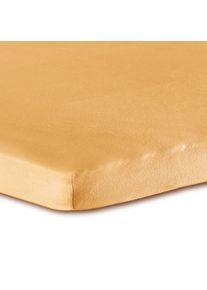 Bettlaken Florella "DELUXE Zwirn Jersey, 100% Baumwolle", gelb (aurora), B:100cm L:200cm, Feinjersey, Obermaterial: 100% Baumwolle CO., Bettlaken, Bettlaken