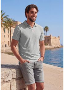 Beach Time Poloshirt BEACHTIME "T-Shirt mit Kragen", Herren, Gr. XL, hellgrau, Jersey, Obermaterial: 56% Baumwolle, 44% Polyester, Strukturmuster, unifarben, regular fit normal, Rundhals, abgesteppte Kante, Shirts Poloshirt, neue Strukturqualit&auml;t im Bl&auml;tter-Design