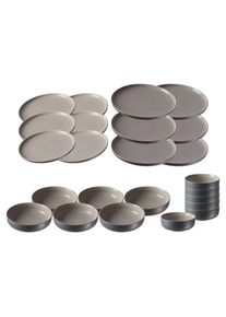 Ritzenhoff & Breker Geschirr-Set RITZENHOFF & BREKER "Teller und Schalenset Jasper 24er Set", grau, 24, Keramik, Geschirr-Sets, Geschirr-Set, Sp&uuml;lmaschinengeeignet