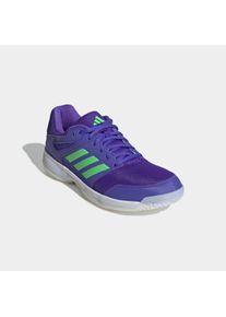 Hallenschuh adidas Performance "Speedcourt M", Herren, Gr. 48, solar lila, screaming gr&uuml;n, ftwr wei&szlig;, Synthetik, Textil, Schuhe Hallenschuh, geeignet f&uuml;r jeden Hallensport
