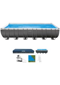Framepool Intex "Ultra XTR Frame", grau (grau, blau), B:366cm H:132cm L:732cm, Schwimmbecken, Framepool, BxLxH: 366x732x132 cm