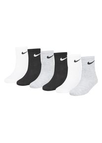 Sportsocken Nike Sportswear "f&uuml;r Kinder von 4 bis 5 Jahren", M&auml;dchen, wei&szlig;, schwarz g, Obermaterial: 97% Polyester, 3% Elasthan, Socken Sportsocken, entspricht Schuhgr&ouml;&szlig;e 24-27