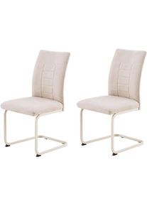 Freischwinger Hela "AUGUSTA", beige, creme, grau, beige, B:48cm H:98cm T:61,5cm, Metall, Polyester, Stoff, St&uuml;hle, Freischwinger, Schwinger, XL-Sitzbreite, Wellenfederung, 140kg belastbar