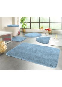 Badematte Kinzler "Chaozhou", blau (hellblau), H:20mm, Polyester, Badematten, Badematte, Badteppich, Uni Farben, weich, als rechteckig, rund & Set erh&auml;ltlich