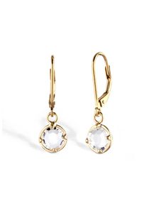 Paar Ohrh&auml;nger Elli "Ohrringe Ohrh&auml;nger Glas Kristalle Wei&szlig; 925 Sterling Silber" Gr. 25, gold, Ohrringe, Damen, Silber 925 (Sterlingsilber), Paar Ohrh&auml;nger