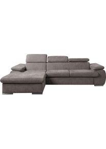 Ecksofa WERK2 "Cosmo", taupe, B:282cm H:99cm T:192cm, 100% Polyester, Sofas, Ecksofa, Eckcouch mit Schlaffunktion, Bettkasten & verstellbaren Kopfteilen