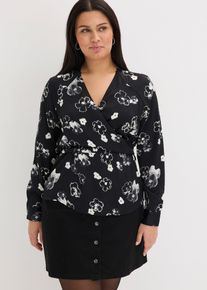 Blus i f&ouml;ljsam satin - svart - storlek 46 - bonprix
