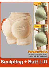 1pc Women Butt Lifting Padded Seamless Shapewear Shorts, Comfortable Tight Fitness Pants With Removable Foam Pad, Sexy Buttock Enhancer