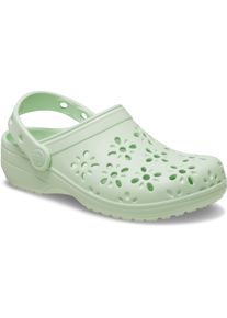 Clog Crocs "Classic Floral Cut Out Clog", M&auml;dchen, Gr. 30, lindgr&uuml;n, Croslite&trade;, gebl&uuml;mt, Schuhe Clog, Sommerschuh, Sandale, Strandschuh mit schwenkbarem Fersenriemen
