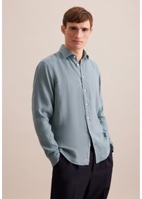 Businesshemd Seidensticker "Regular", Herren, Gr. XL43, normale &Auml;rmell&auml;ngen, gr&uuml;n (sage gr&uuml;n), 100% Leinen, unifarben, regular fit, 2-Knopf-Manschette, Hemden Businesshemd, Regular 1/1 Kentkragen Uni