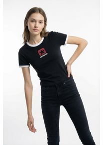 T-Shirt Converse "RETRO BOX STAR TEE", Damen, Gr. S, schwarz, Obermaterial: 100% Baumwolle, Shirts T-Shirt, sportlicher Schnitt, Kurzarm, f&uuml;r sportliche Aktivit&auml;ten
