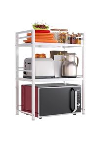 Microwave Oven Rack, Expandable Microwave Stand Kitchen Countertop Organizer Utensils Storage, Carbon Steel Over Microwave Shel