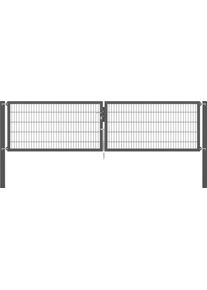 Zaundoppelt&uuml;r Alberts "Flexo Plus", grau (anthrazit), B:400cm H:100cm, Stahl, Tore, Zaundoppelt&uuml;r, anthrazit, verschiedene Abmessungen