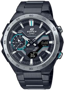 Smartwatch CASIO EDIFICE, schwarz (silberfarben, schwarz, schwarz), Smartwatches, Herren, Smartwatch, Quarzuhr,Armbanduhr,Herrenuhr,Stoppfunktion,Bluetooth,Edelstahlarmband