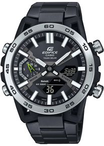 Smartwatch CASIO EDIFICE, schwarz (silberfarben, schwarz, schwarz), Smartwatches, Herren, Smartwatch, Solaruhr, Armbanduhr, Herrenuhr, Bluetooth, Stoppfunktion,Phone Finder