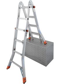Teleskopleiter Krause "MONTO TeleMatic", silber (silberfarben), B:68cm H:135cm, Aluminium, Leitern, Teleskopleiter
