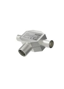 Hama SAT-Verteiler "Antennen-Verteiler, Koax-Kupplung- 2 Koax-Stecker, Metall", silber (silberfarben), B:9cm H:2,5cm L:10,5cm, Verteiler, SAT-Verteiler