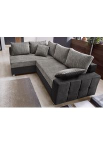 Ecksofa Collection AB "Parma L-Form, B: 224 cm", schwarz (schwarz, grau), B:224cm H:84cm T:161cm, Kunstleder SOFTLUX / Struktur (80% Polyester; 20% Polyacryl);Microfaser PRIMABELLE (100% Polyester);Zierkissen: Jeweils analog des Korpusbezugs (Wendekissen, teilweise im Materialmix);Microfaser PRIMABELLE (100% Polyester) / Struktur (80% Polyester; 20% Polyacryl), Sofas, Ecksofa, Bettfunktion, Bettka