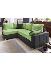 Ecksofa Collection AB "Parma L-Form, B: 224 cm", grau (grau, gr&uuml;n), B:224cm H:84cm T:161cm, Kunstleder SOFTLUX / Struktur (80% Polyester; 20% Polyacryl);Microfaser PRIMABELLE (100% Polyester);Zierkissen: Jeweils analog des Korpusbezugs (Wendekissen, teilweise im Materialmix);Microfaser PRIMABELLE (100% Polyester) / Struktur (80% Polyester; 20% Polyacryl), Sofas, Ecksofa, Bettfunktion, Bettkasten &