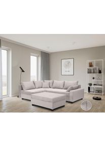 Ecksofa Collection AB "Parma L-Form, B: 224 cm", beige, B:224cm H:42cm T:161cm, 100%Polyester, Sofas, Ecksofa, Bettfunktion, Bettkasten & 2 Zierkissen, Federkern