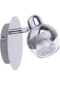 N&auml;ve N&Auml;VE Wandstrahler "Boccia", silber (silberfarben), 1, H: 8cm, 1 Stk., Leuchten, 1flg. incl. LED GU10 6W, chrom, Glasschirm, verstellbarer Spot, D:14cm, Wandstrahler