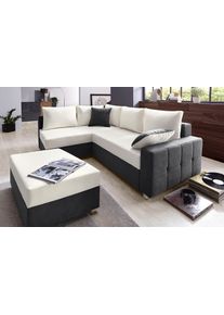 Ecksofa Collection AB "Parma L-Form, B: 224 cm", grau (grau, natur), B:224cm H:84cm T:161cm, Kunstleder SOFTLUX / Struktur (80% Polyester; 20% Polyacryl);Microfaser PRIMABELLE (100% Polyester);Zierkissen: Jeweils analog des Korpusbezugs (Wendekissen, teilweise im Materialmix);Microfaser PRIMABELLE (100% Polyester) / Struktur (80% Polyester; 20% Polyacryl), Sofas, Ecksofa, Bettfunktion, Bettkasten 