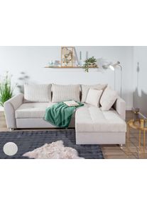 Ecksofa Collection AB "Jana L-Form, B: 220 cm", beige, B:220cm H:42cm T:161cm, 100%Polyester, Sofas, Ecksofa, Bettfunktion, Bettkasten & 1 Zierkissen, Federkern