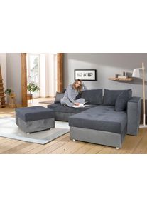 Ecksofa Collection AB "Italia L-Form, B: 217 cm", grau (anthrazit), B:217cm H:42cm T:182cm, 100%Polyester, Sofas, Ecksofa, Bettfunktion, Bettkasten & 1 Zierkissen, Federkern