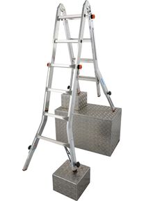 Gelenkleiter Krause "TeleVario", grau (aluminiumfarben), B:67cm H:21cm L:135cm, Aluminium, Leitern, Gelenkleiter, Alu, 4x4 Sprossen, Arbeitsh&ouml;he ca. 498 cm
