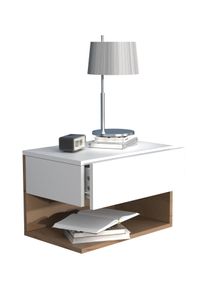 Nachttisch Vcm "Wandschublade Wand H&auml;nge Nachttisch Usal XL 45cm", braun (wei&szlig;, honig, eiche), B:45cm T:32cm, Sideboards, Nachttisch
