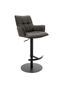 Novel Barhocker, Schwarz, Dunkelgrau, Metall, Textil, S&auml;ule, Bodenplatte, 56x100x56 cm, Stoffauswahl, Typenauswahl, Sitzfl&auml;che 360&deg; drehbar, Esszimmer, Barm&ouml;bel, Barhocker