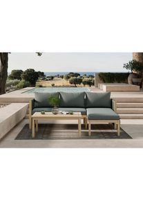 Ambia Garden Loungegarnitur, Akaziefarben, Holz, Kunststoff, 3-teilig, Akazie, massiv, F&uuml;llung: Polyester,Polyester, nicht einzeln stellbar, L-Form, 198x132 cm, Gartenm&ouml;bel, Loungem&ouml;bel, Loungegarnituren