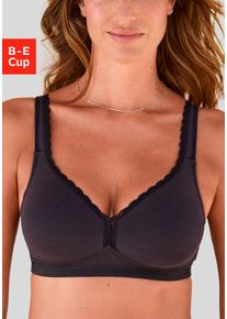 Entlastungs-BH Petite Fleur, Damen, Gr. 95, Cup C, wei&szlig;, schwarz, Trikot;Spitze, Obermaterial: 93% Baumwolle, 7% Elasthan, BHs Entlastungs-BH, ohne B&uuml;gel aus weicher Baumwolle &ndash; ideal f&uuml;r gro&szlig;e Gr&ouml;&szlig;en