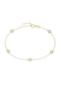 Armband Luigi Merano "Armband Ankerkette mit Zirkonia, Gold 375", gold, Armb&auml;nder, Damen, Gelbgold 375, Armband