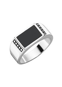 Silberring "Ring Siegelring mit schwarzem Achat, Silber 925" Gr. 68, silber, Giorgio Martello MILANO, Fingerringe, Damen, 68, Silber 925 (Sterlingsilber), Silberring