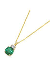 Kette mit Anh&auml;nger "Kette mit Anh&auml;nger, Zirkonia + Kristallstein, vergoldet, Silber 925", gr&uuml;n, Giorgio Martello MILANO, Halsketten, Herren, Silber 925 (Sterlingsilber), Kette mit Anh&auml;nger