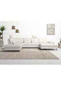 Wohnlandschaft OTTO HOME "Costello U-Form, B: 363 cm mit Sitztiefen-, Armteilverstellung &", wei&szlig; (altwei&szlig;), B:363cm H:89cm T:223cm, Luxus-Microfaser (90% Polyester, 10% Polyamid);Samtoptik (100% Polyester), Sofas, Wohnlandschaft, 3 Nierenkissen, optional Bettfunktion & Bettkasten