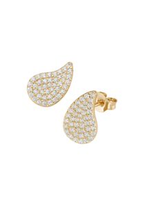 Paar Ohrstecker "Ohrstecker Tropfenform, mit wei&szlig;en Zirkonia, Silber 925", gold, Giorgio Martello MILANO, Ohrringe, Damen, Silber 925 (Sterlingsilber), Paar Ohrstecker