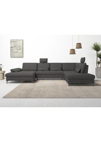 Wohnlandschaft OTTO HOME "Costello U-Form, B: 363 cm mit Sitztiefen-, Armteilverstellung &", braun (mokka), B:363cm H:89cm T:223cm, Luxus-Microfaser (90% Polyester, 10% Polyamid);Samtoptik (100% Polyester), Sofas, Wohnlandschaft, 3 Nierenkissen, optional Bettfunktion & Bettkasten