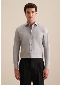Businesshemd Seidensticker "Slim", Herren, Gr. M (40), normale &Auml;rmell&auml;ngen, grau, 100% Baumwolle, unifarben, slim fit, 2-Knopf-Manschette, Hemden Businesshemd, Slim 1/1 Kentkragen Uni